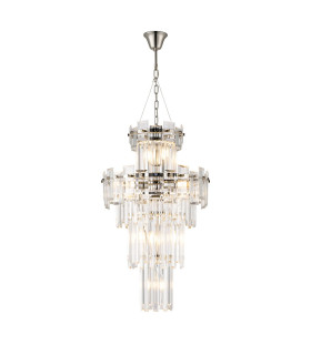 Delmar 41cm Tall Pendant 9 Light E14 Polished Nickel/Clear Glass-1