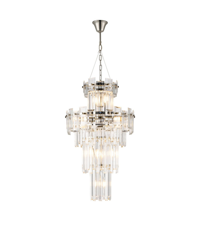 Delmar 41cm Tall Pendant 9 Light E14 Polished Nickel/Clear Glass-1