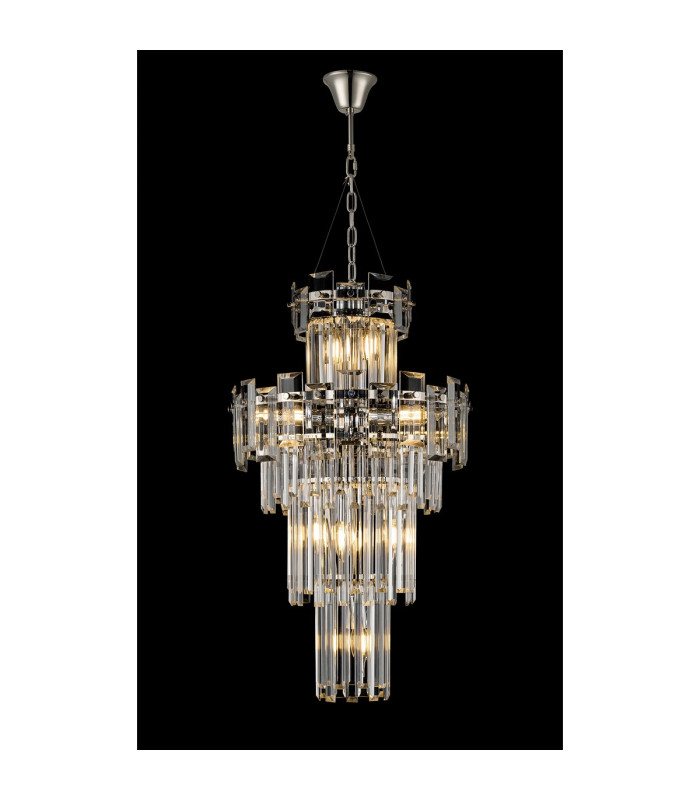 Delmar 41cm Tall Pendant 9 Light E14 Polished Nickel/Clear Glass-3