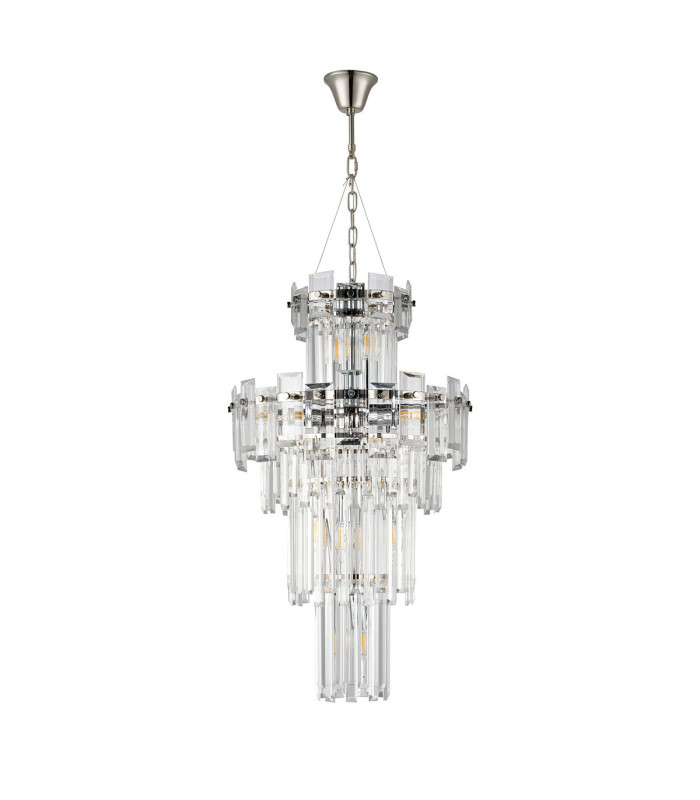 Delmar 41cm Tall Pendant 9 Light E14 Polished Nickel/Clear Glass-4