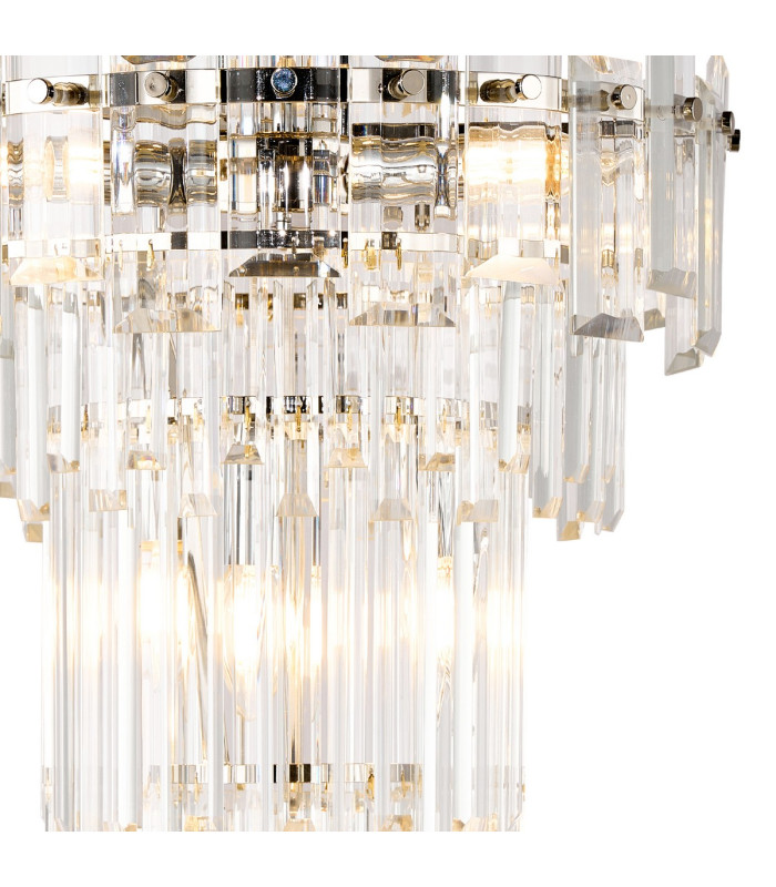 Delmar 41cm Tall Pendant 9 Light E14 Polished Nickel/Clear Glass-6