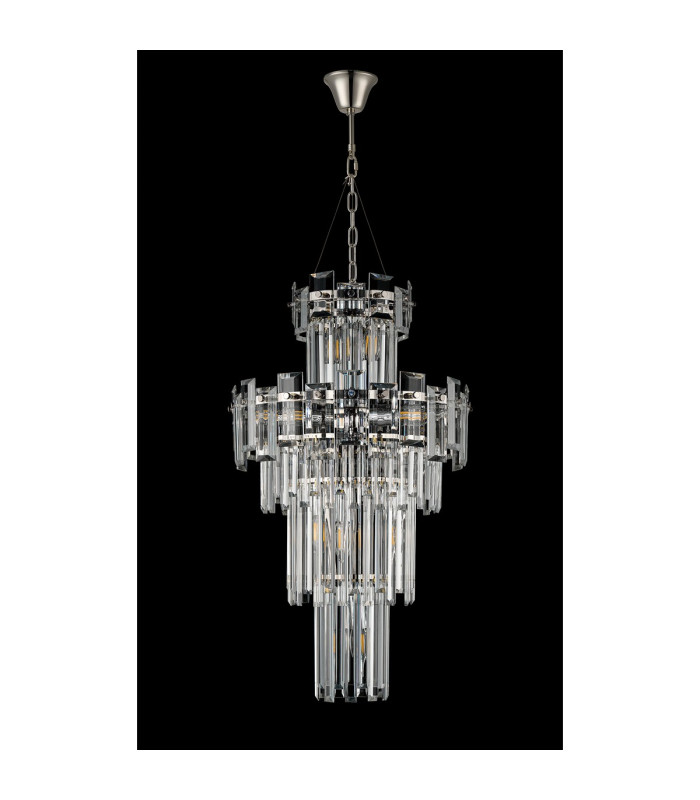 Delmar 41cm Tall Pendant 9 Light E14 Polished Nickel/Clear Glass-11