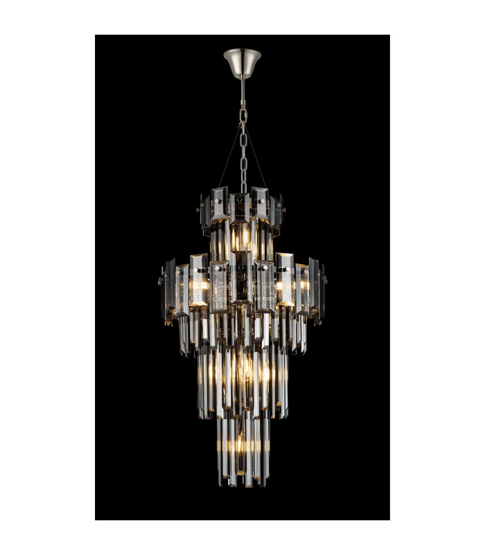 Delmar 41cm Tall Pendant 9 Light E14 Polished Nickel/Smoke Glass-3