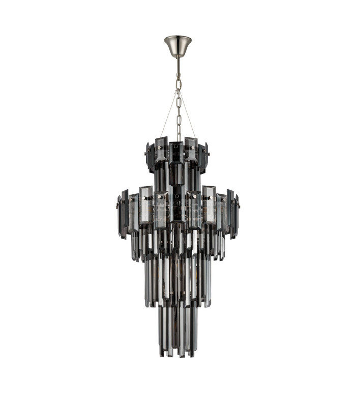 Delmar 41cm Tall Pendant 9 Light E14 Polished Nickel/Smoke Glass-4