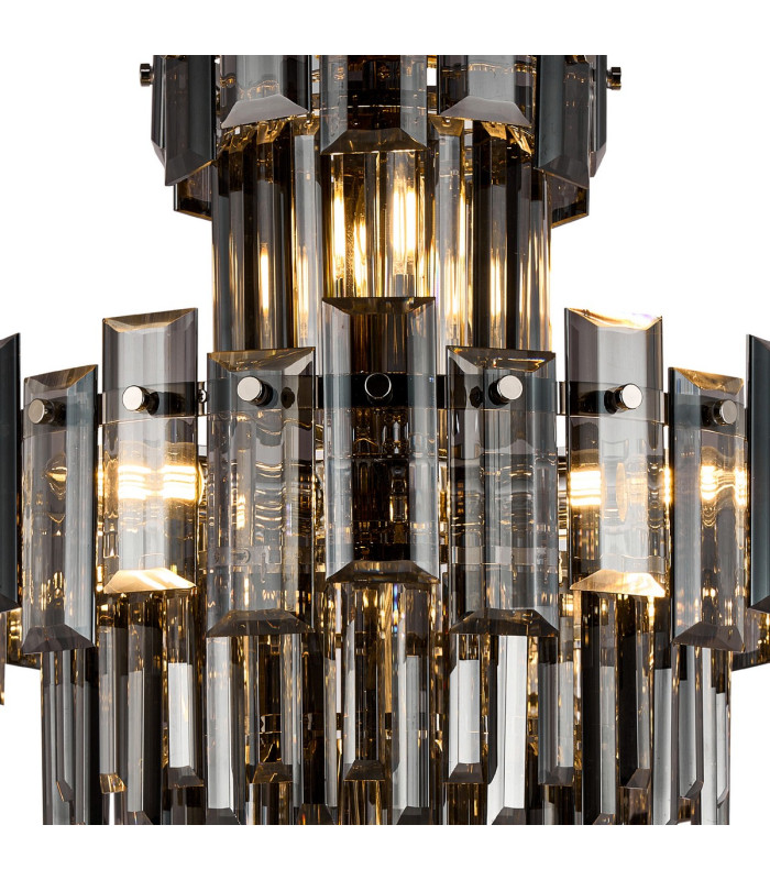 Delmar 41cm Tall Pendant 9 Light E14 Polished Nickel/Smoke Glass-6