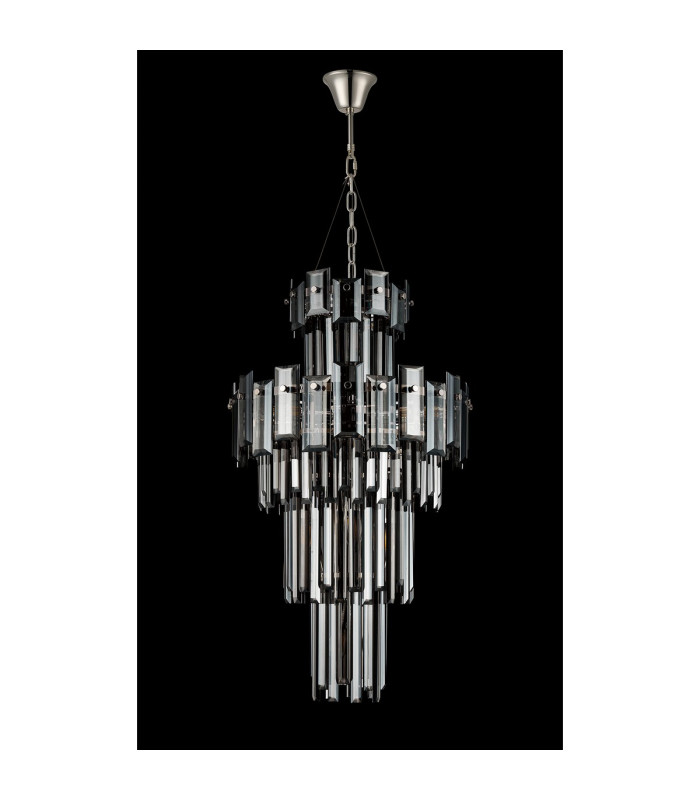 Delmar 41cm Tall Pendant 9 Light E14 Polished Nickel/Smoke Glass-8