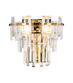 Delmar Wall Lamp 2 Light E14 French Gold/Clear Glass-1