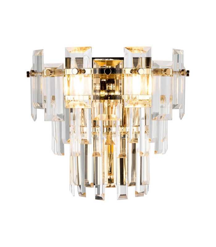 Delmar Wall Lamp 2 Light E14 French Gold/Clear Glass-1