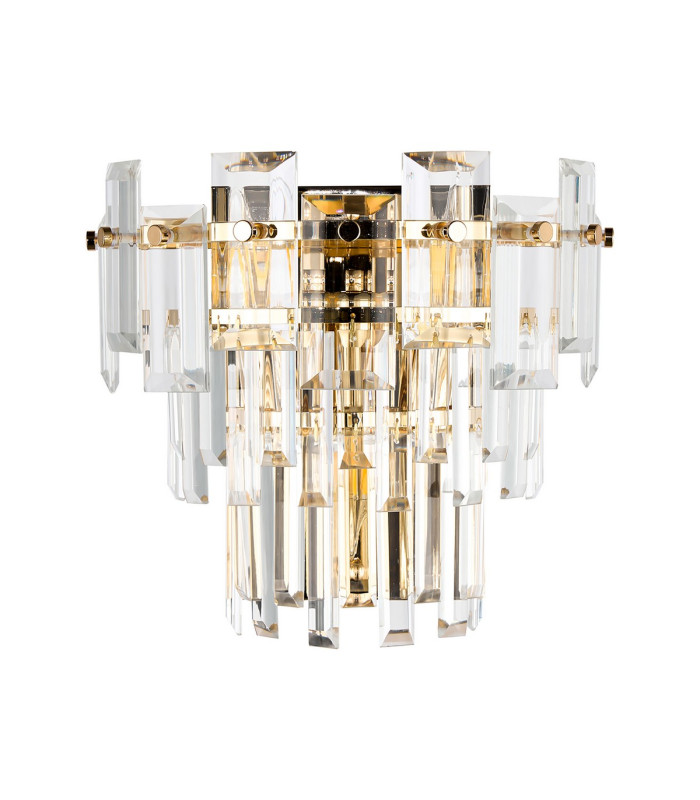 Delmar Wall Lamp 2 Light E14 French Gold/Clear Glass-4