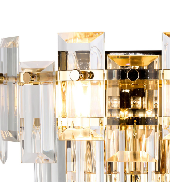 Delmar Wall Lamp 2 Light E14 French Gold/Clear Glass-5