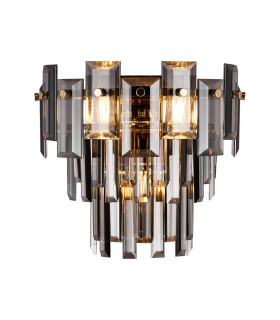 Delmar Wall Lamp 2 Light E14 French Gold/Smoke Glass-1