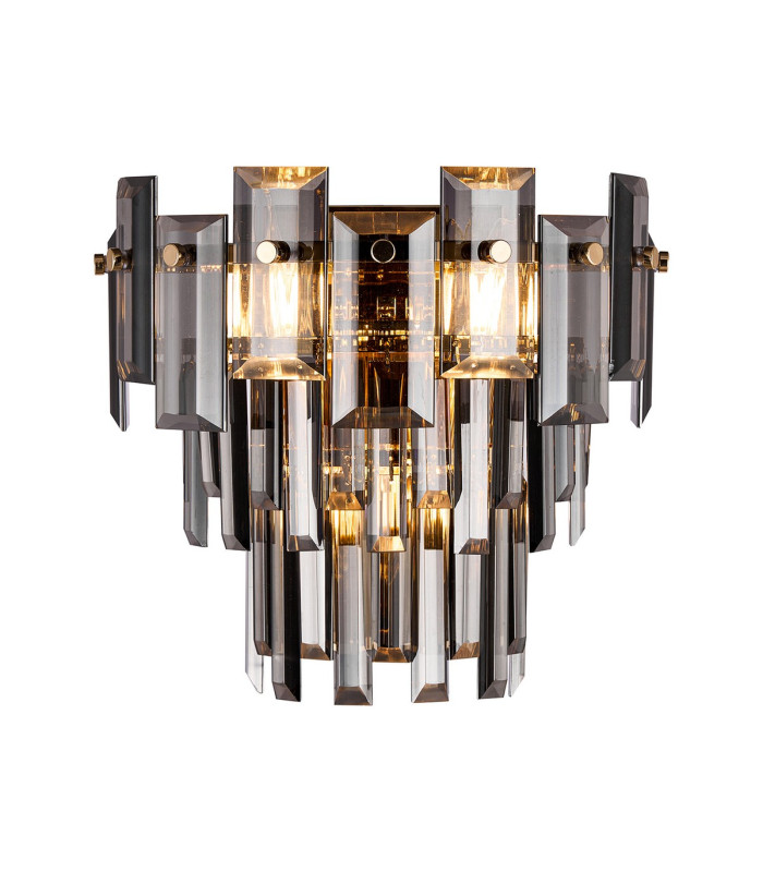 Delmar Wall Lamp 2 Light E14 French Gold/Smoke Glass-1