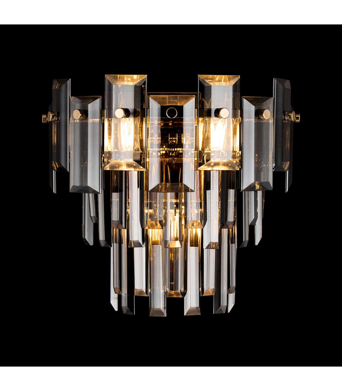 Delmar Wall Lamp 2 Light E14 French Gold/Smoke Glass-3