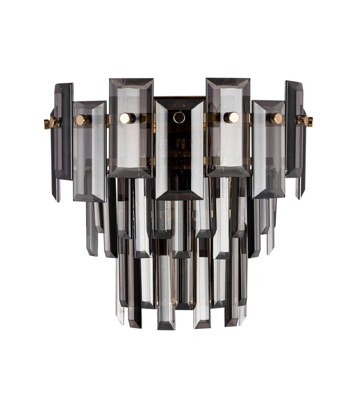 Delmar Wall Lamp 2 Light E14 French Gold/Smoke Glass-4