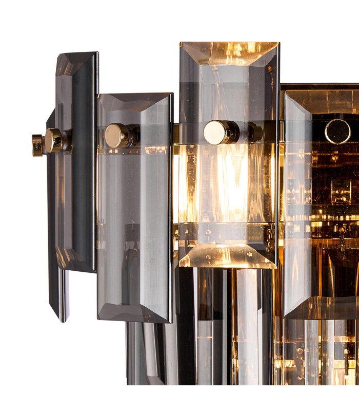 Delmar Wall Lamp 2 Light E14 French Gold/Smoke Glass-5