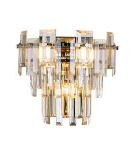 Delmar Wall Lamp 2 Light E14 Polished Nickel/Champagne Glass-1