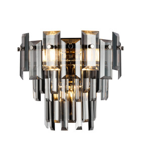 Delmar Wall Lamp 2 Light E14 Polished Nickel/Smoke Glass-1
