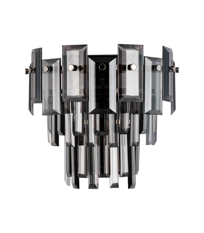 Delmar Wall Lamp 2 Light E14 Polished Nickel/Smoke Glass-4