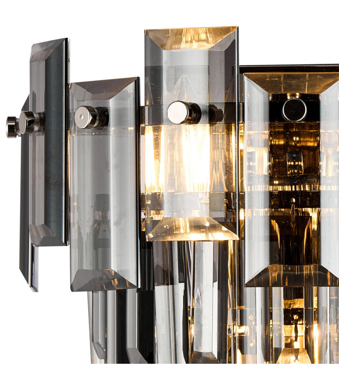 Delmar Wall Lamp 2 Light E14 Polished Nickel/Smoke Glass-5