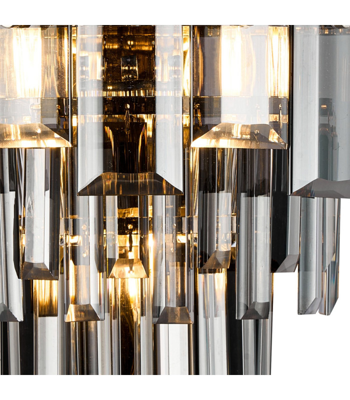 Delmar Wall Lamp 2 Light E14 Polished Nickel/Smoke Glass-6