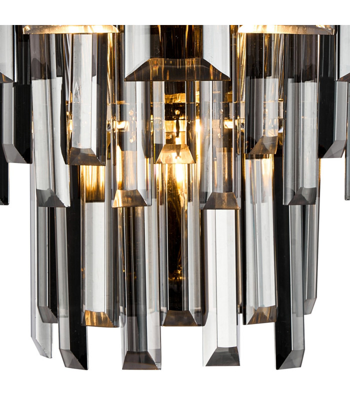 Delmar Wall Lamp 2 Light E14 Polished Nickel/Smoke Glass-7