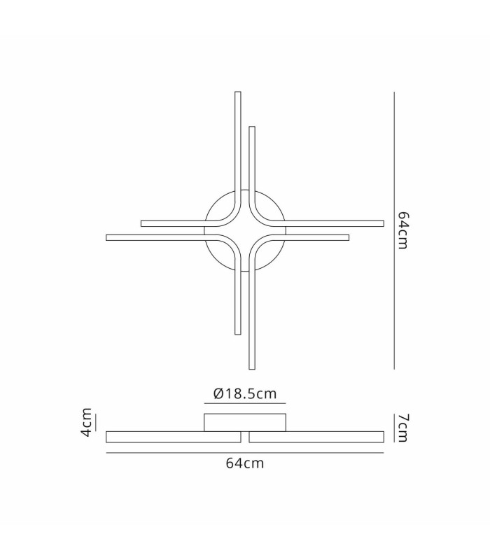 Essex 64cm 4 Arm Flush Ceiling 36W LED Remote Control Dimmable & CCT Tuneable White 3000K-6000K 1000lm Painted Gold -2
