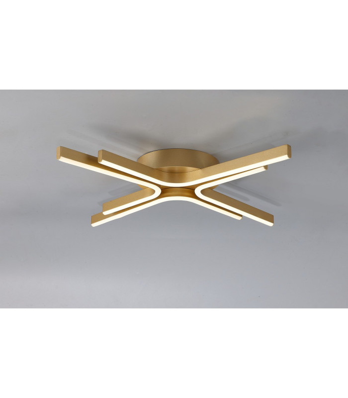 Essex 64cm 4 Arm Flush Ceiling 36W LED Remote Control Dimmable & CCT Tuneable White 3000K-6000K 1000lm Painted Gold -3