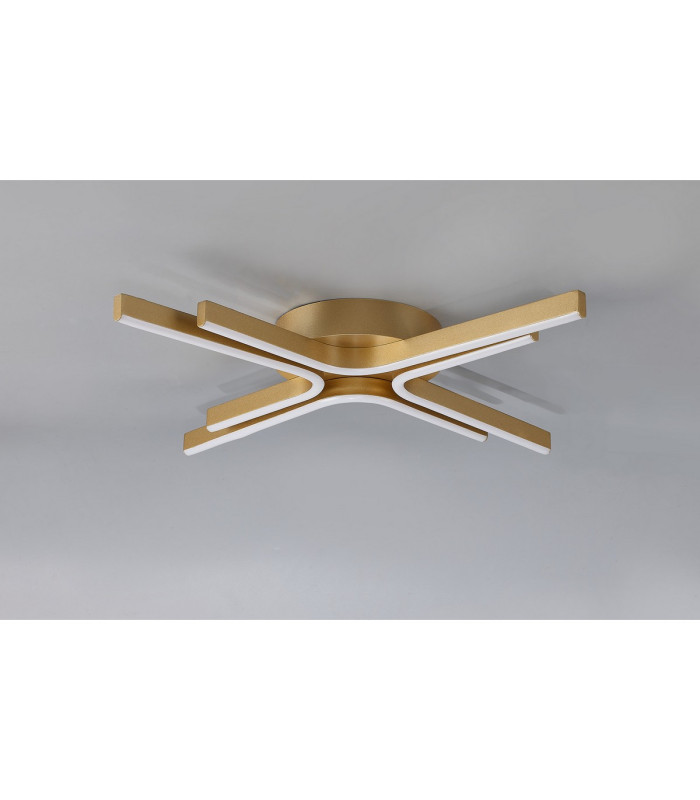 Essex 64cm 4 Arm Flush Ceiling 36W LED Remote Control Dimmable & CCT Tuneable White 3000K-6000K 1000lm Painted Gold -9