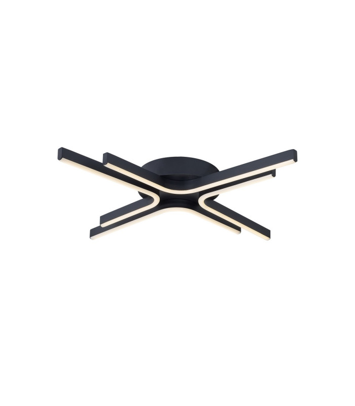 Essex 64cm 4 Arm Flush Ceiling 36W LED Remote Control Dimmable & CCT Tuneable White 3000K-6000K 1000lm Sand Black -1