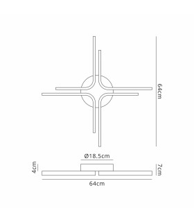 Essex 64cm 4 Arm Flush Ceiling 36W LED Remote Control Dimmable & CCT Tuneable White 3000K-6000K 1000lm Sand Black -2