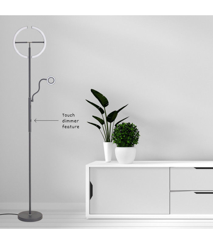 Harpersville 2 Light Floor Lamp 20+5W LED 3000-6000K Touch Dimmable/Remote Control 2300lm Dark Grey -3