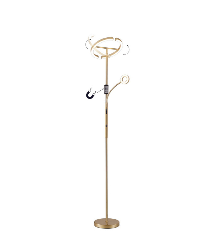 Harpersville 2 Light Floor Lamp 20+5W LED 3000-6000K Touch Dimmable/Remote Control 2300lm Painted Satin Gold -4