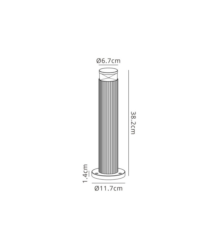 Springwater Ribbed Line 35cm Post Lamp X Pattern Acrylic Shade 1 x GU10 IP54 Dark Brown/Clear/Frosted -2