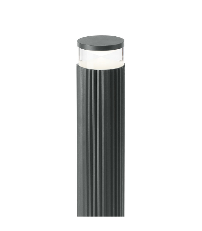 Springwater Ribbed Line 35cm Post Lamp X Pattern Acrylic Shade 1 x GU10 IP54 Grey/Clear/Frosted -6