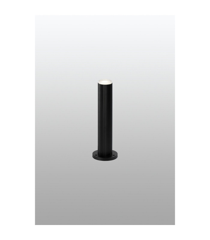 Springwater Ribbed Line 35cm Post Lamp Shallow Acrylic Shade 1 x GU10 IP54 Black/Clear/Frosted -3