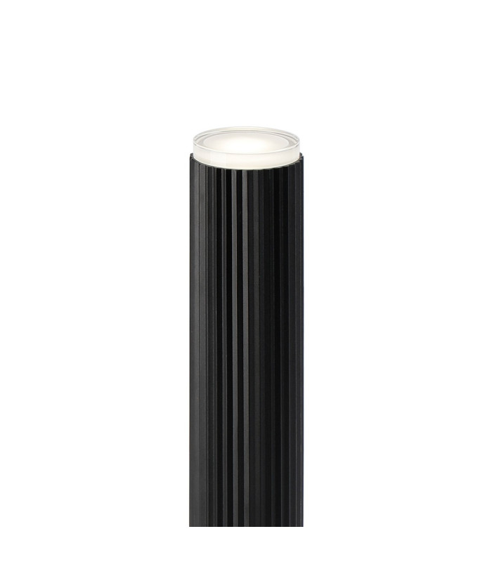Springwater Ribbed Line 35cm Post Lamp Shallow Acrylic Shade 1 x GU10 IP54 Black/Clear/Frosted -6