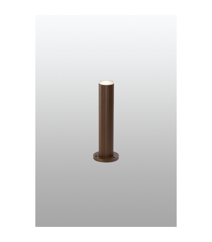 Springwater Ribbed Line 35cm Post Lamp Shallow Acrylic Shade 1 x GU10 IP54 Dark Brown/Clear/Frosted -3