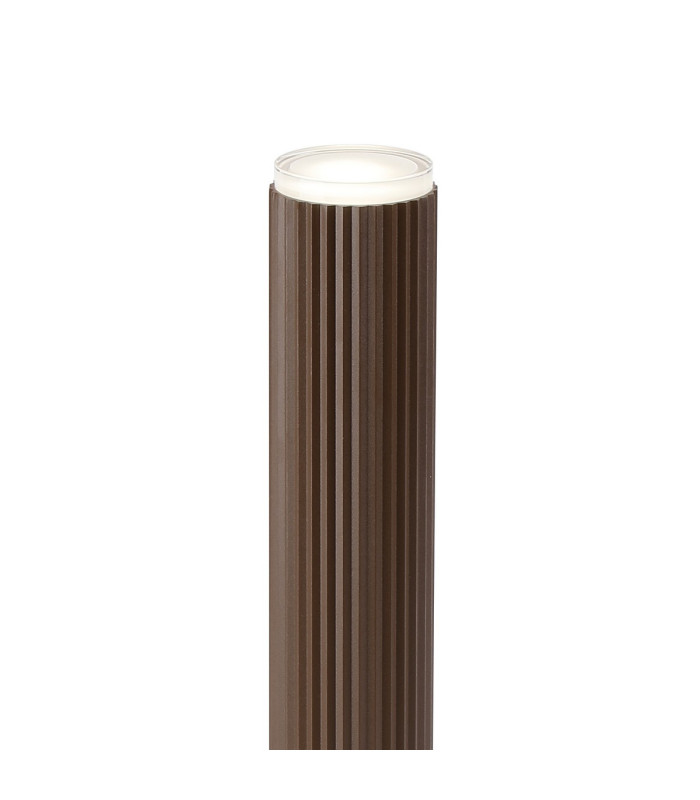 Springwater Ribbed Line 35cm Post Lamp Shallow Acrylic Shade 1 x GU10 IP54 Dark Brown/Clear/Frosted -6
