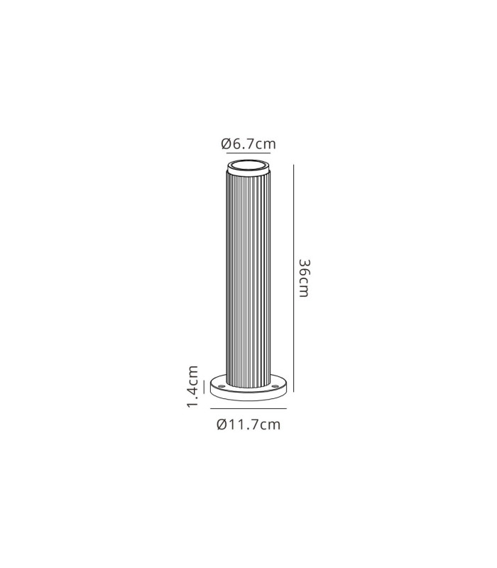 Springwater Ribbed Line 35cm Post Lamp Shallow Acrylic Shade 1 x GU10 IP54 Grey/Clear/Frosted -2
