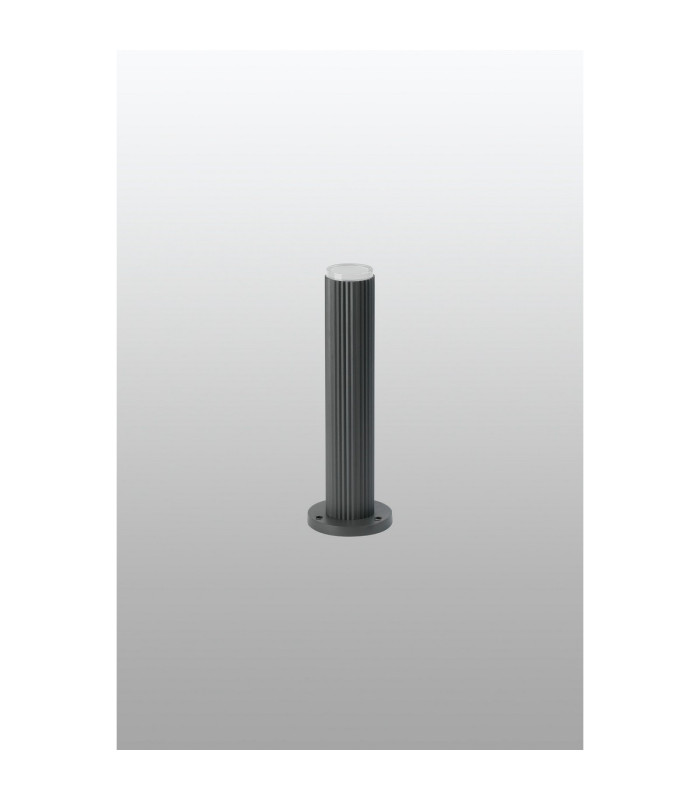Springwater Ribbed Line 35cm Post Lamp Shallow Acrylic Shade 1 x GU10 IP54 Grey/Clear/Frosted -7