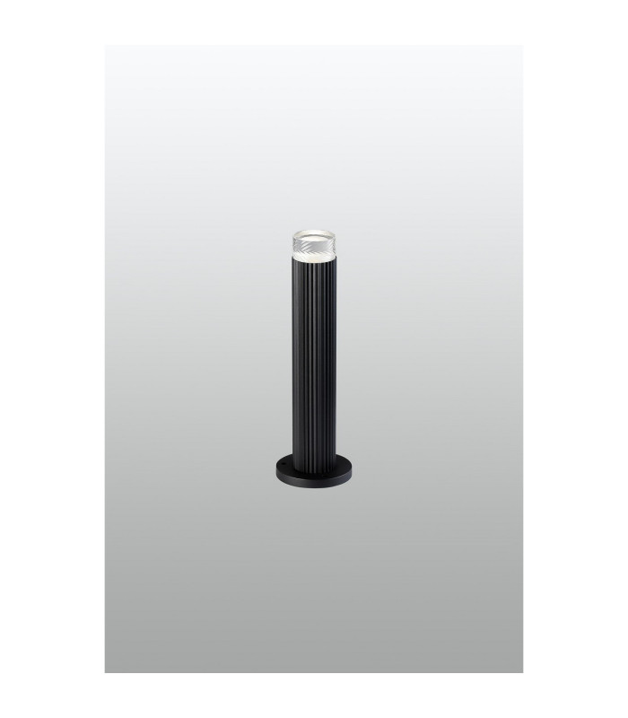 Springwater Ribbed Line 35cm Post Lamp Short Diagonal Pattern Acrylic Shade 1 x GU10 IP54 Black/Clear/Frosted -3