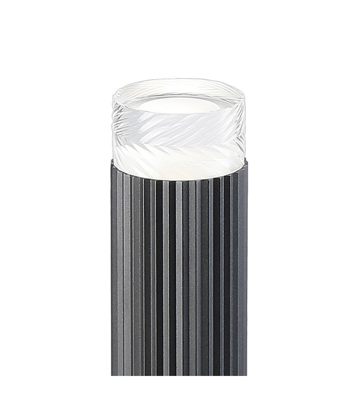 Springwater Ribbed Line 35cm Post Lamp Short Diagonal Pattern Acrylic Shade 1 x GU10 IP54 Black/Clear/Frosted -5