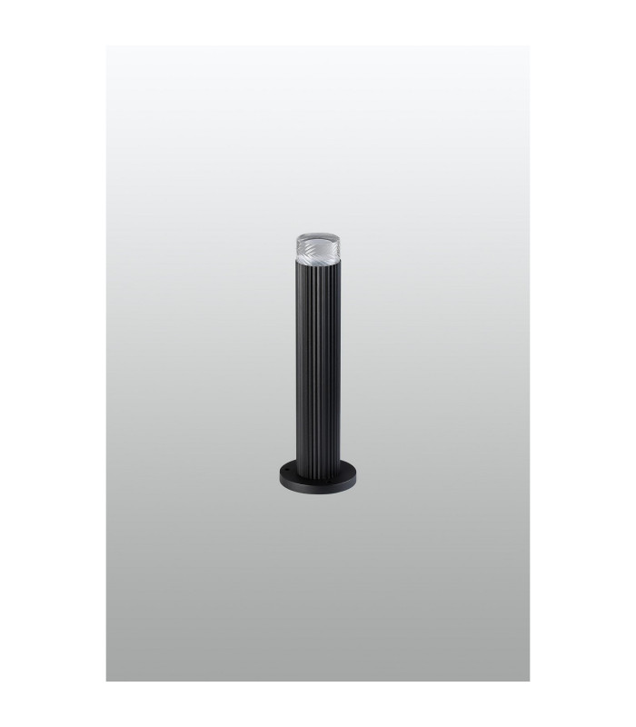 Springwater Ribbed Line 35cm Post Lamp Short Diagonal Pattern Acrylic Shade 1 x GU10 IP54 Black/Clear/Frosted -7