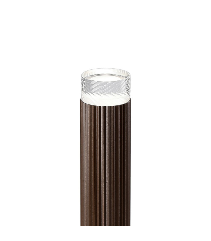 Springwater Ribbed Line 35cm Post Lamp Short Diagonal Pattern Acrylic Shade 1 x GU10 IP54 Dark Brown/Clear/Frosted -5