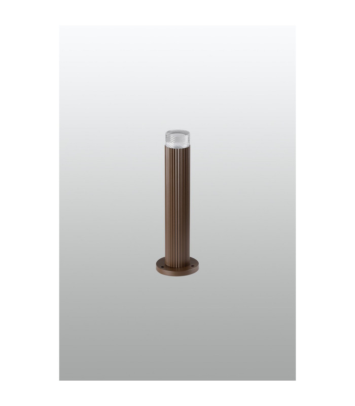 Springwater Ribbed Line 35cm Post Lamp Short Diagonal Pattern Acrylic Shade 1 x GU10 IP54 Dark Brown/Clear/Frosted -7
