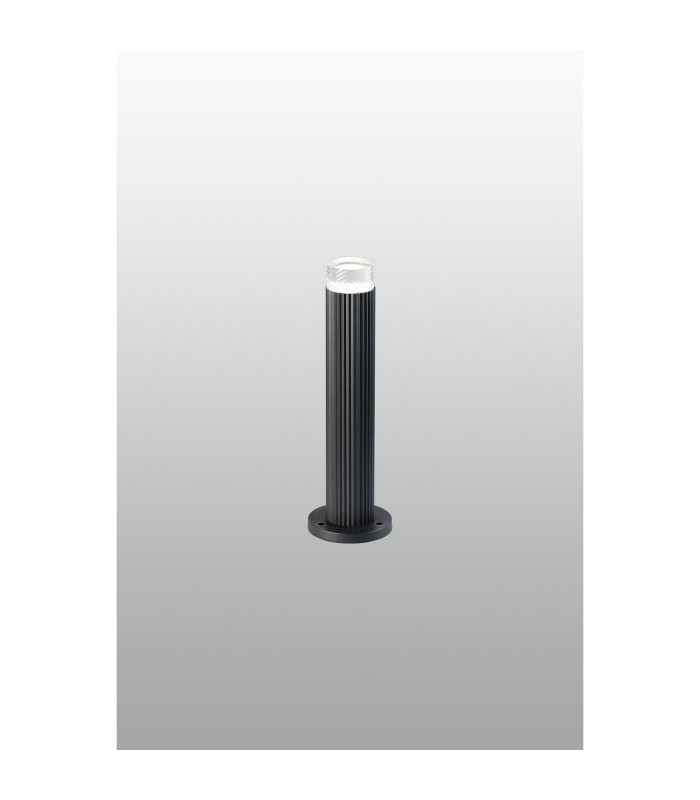 Springwater Ribbed Line 35cm Post Lamp Short Diagonal Pattern Acrylic Shade 1 x GU10 IP54 Grey/Clear/Frosted -3