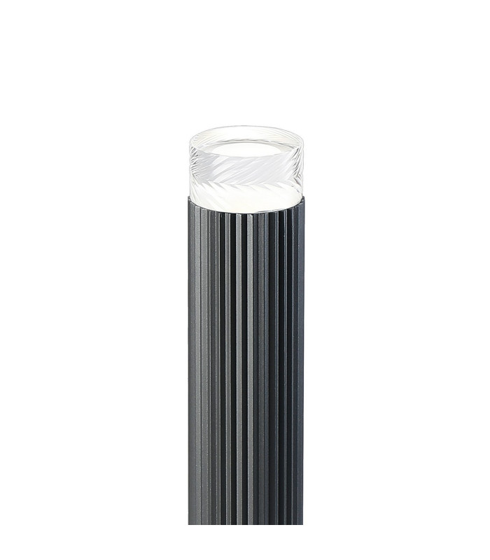 Springwater Ribbed Line 35cm Post Lamp Short Diagonal Pattern Acrylic Shade 1 x GU10 IP54 Grey/Clear/Frosted -6