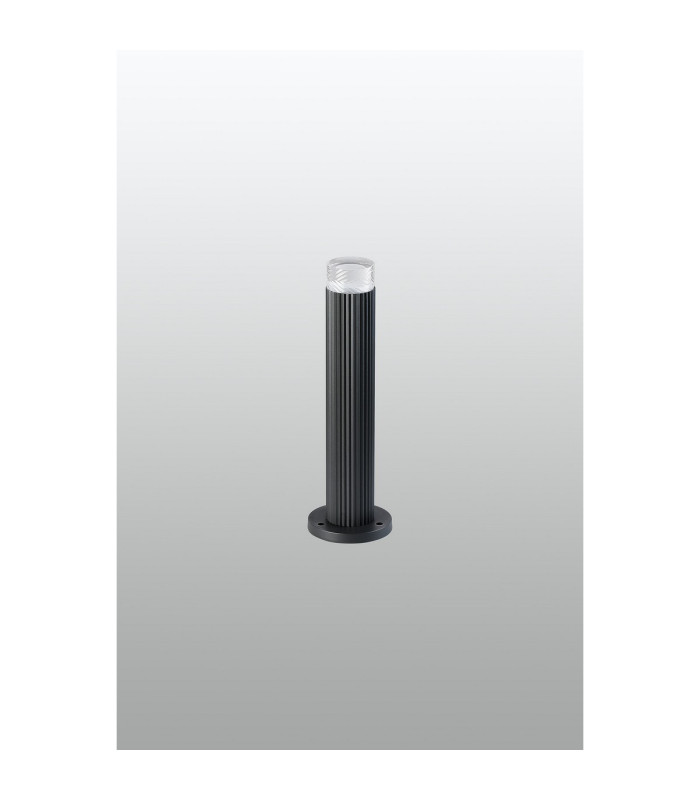 Springwater Ribbed Line 35cm Post Lamp Short Diagonal Pattern Acrylic Shade 1 x GU10 IP54 Grey/Clear/Frosted -7