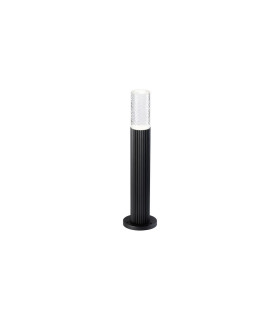 Springwater Ribbed Line 35cm Post Lamp Tall Diagonal Pattern Acrylic Shade 1 x GU10 IP54 Black/Clear/Frosted -1