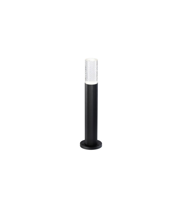 Springwater Ribbed Line 35cm Post Lamp Tall Diagonal Pattern Acrylic Shade 1 x GU10 IP54 Black/Clear/Frosted -1